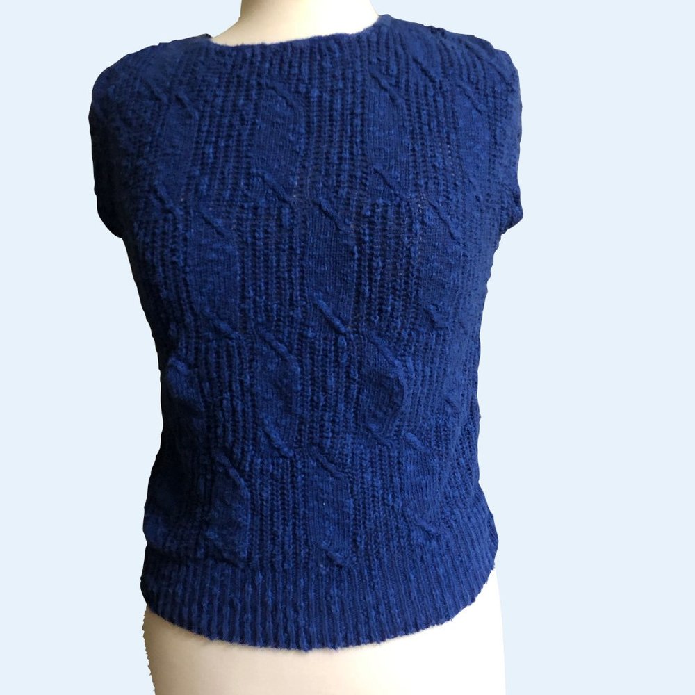Vintage Rafaella Blue Cap Sleeve Sweater